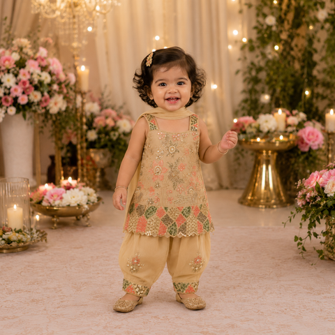 Girls Floral Kurti Salwar Set