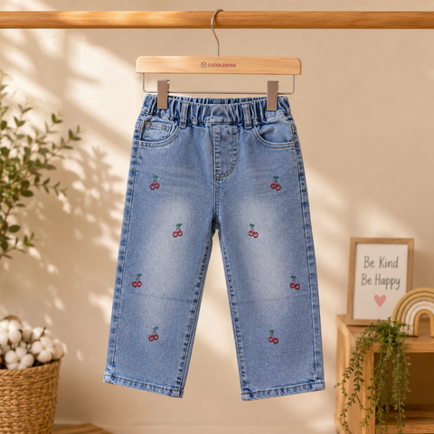 Girls Cherry Wide Leg Jeans