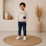 Smile Print Kids pre  Winter Sweatshirt – Cream White