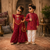Ruby Bandhani Sibling Twinning Festive Set
