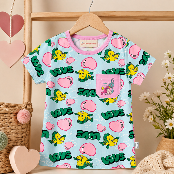 Kids Sky Blue Printed Cotton T-Shirt & Lounge Pants Co-ord Set