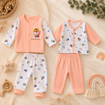 Peach Cotton Newborn Clothing Set (2 Pair set)