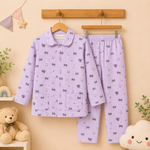 Kids Lavender Cotton Night Suit Set