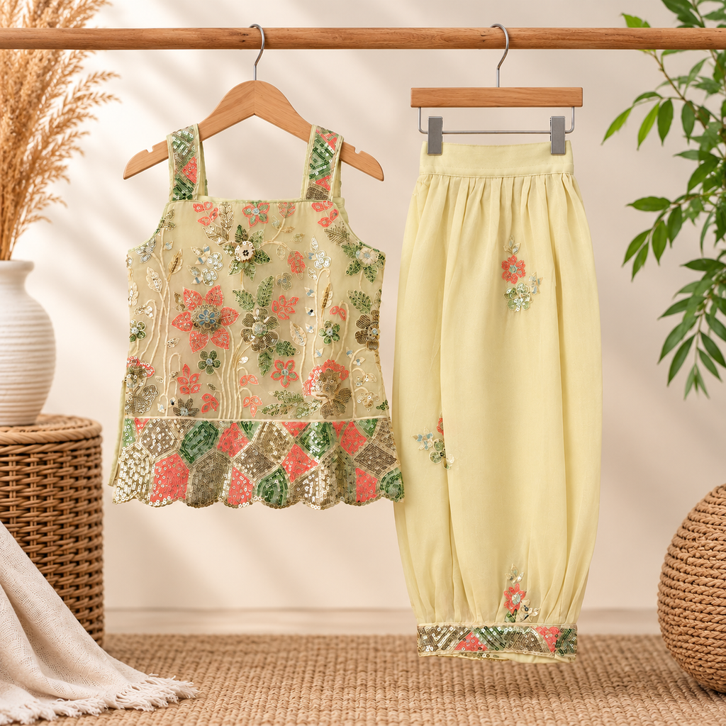 Girls Floral Kurti Salwar Set