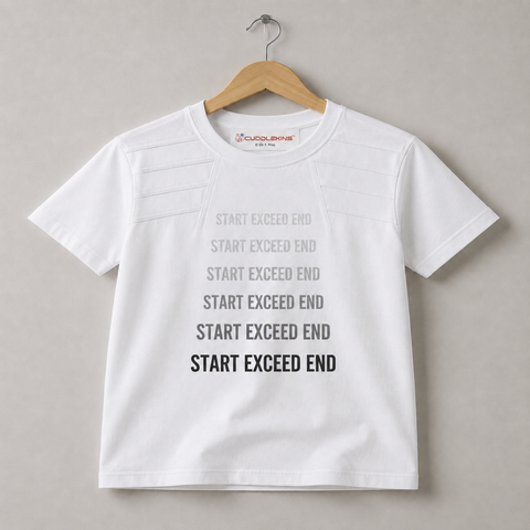 Boys’ White Graphic Cotton T-Shirt | Start Exceed End Printed Half Sleeve Casual Tee