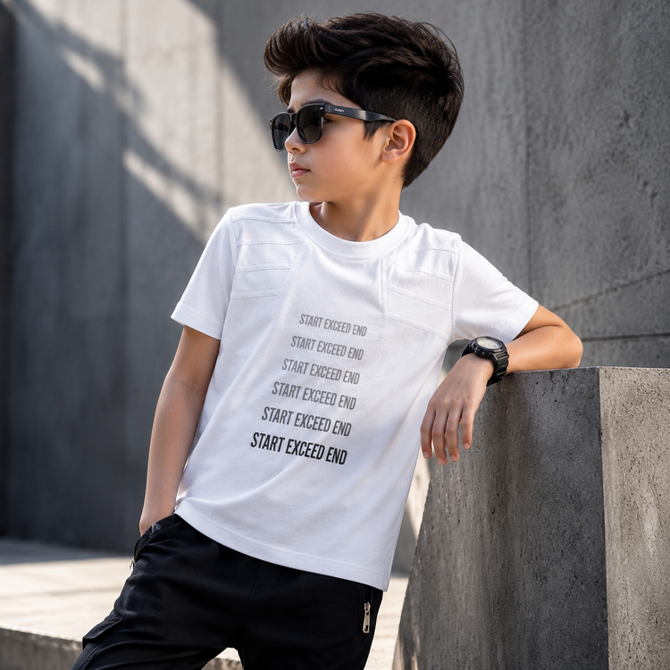 Boys Graphic Cotton T-Shirt – White