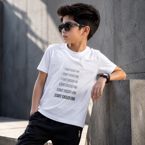Boys Graphic Cotton T-Shirt – White