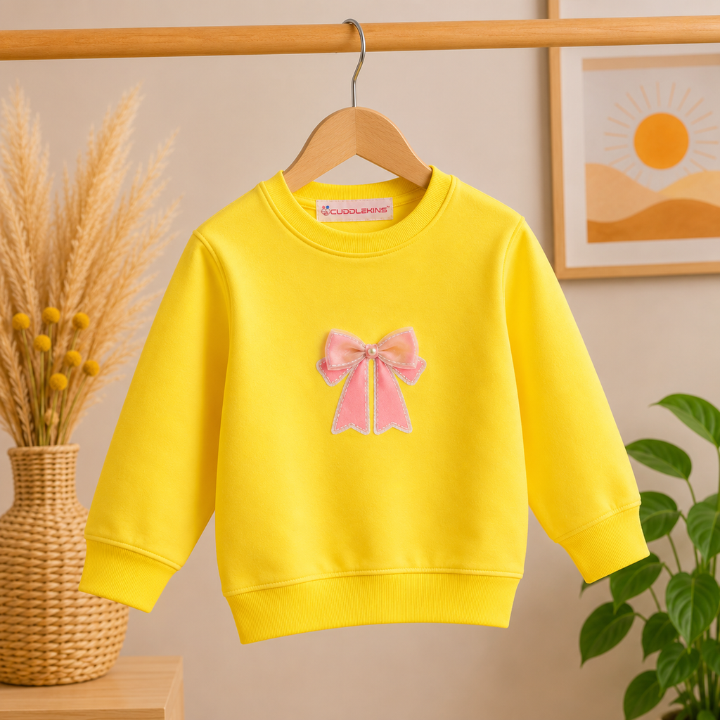 Bow Applique Full Sleeve Sweatshirt