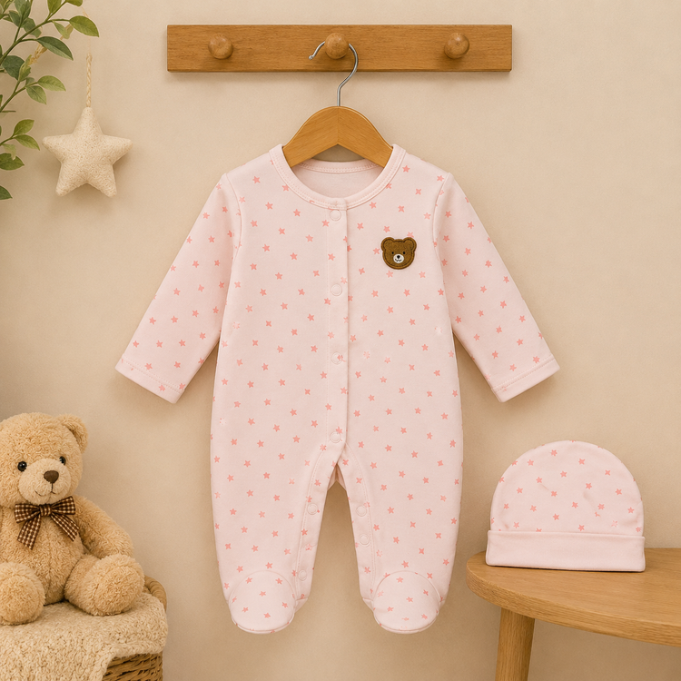 Baby Cotton Sleepsuit with Cap