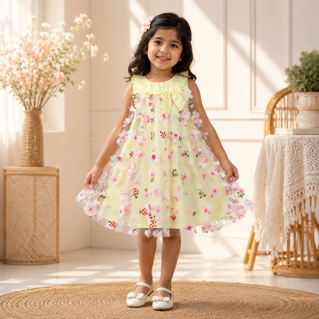 Girls 3D Floral Party Dress
