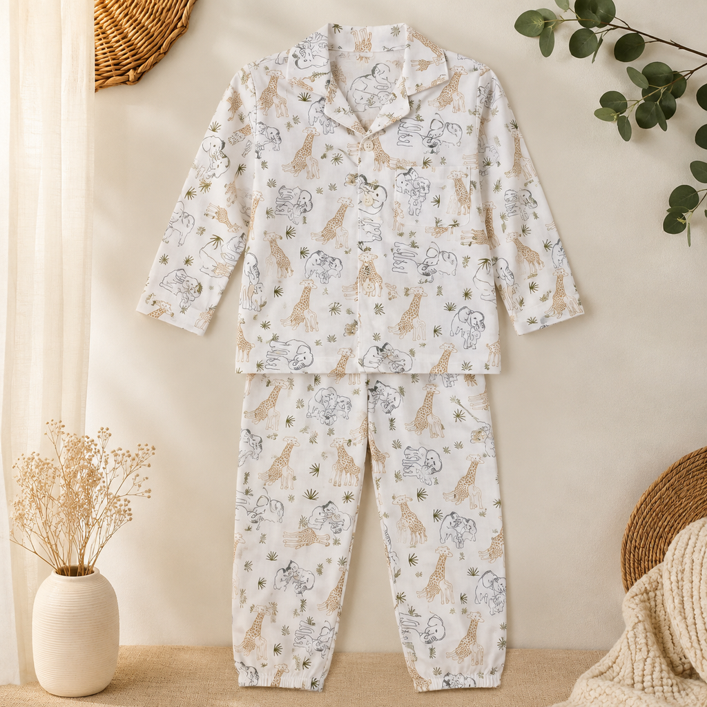 Unisex Safari Cotton Night Suit Set