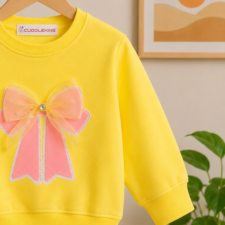 Bow Applique Full Sleeve Sweatshirt